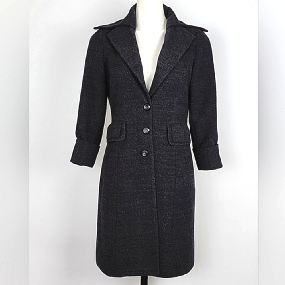 Prive Collection Women's Charcoal Wool Acrylic Blend Dress 3/4 Length Coat Small